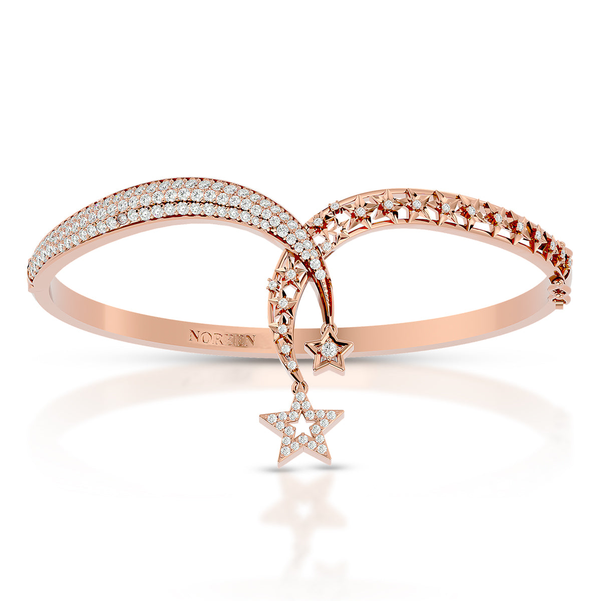 Connection Hinged Bangle Rose Gold With Diamonds