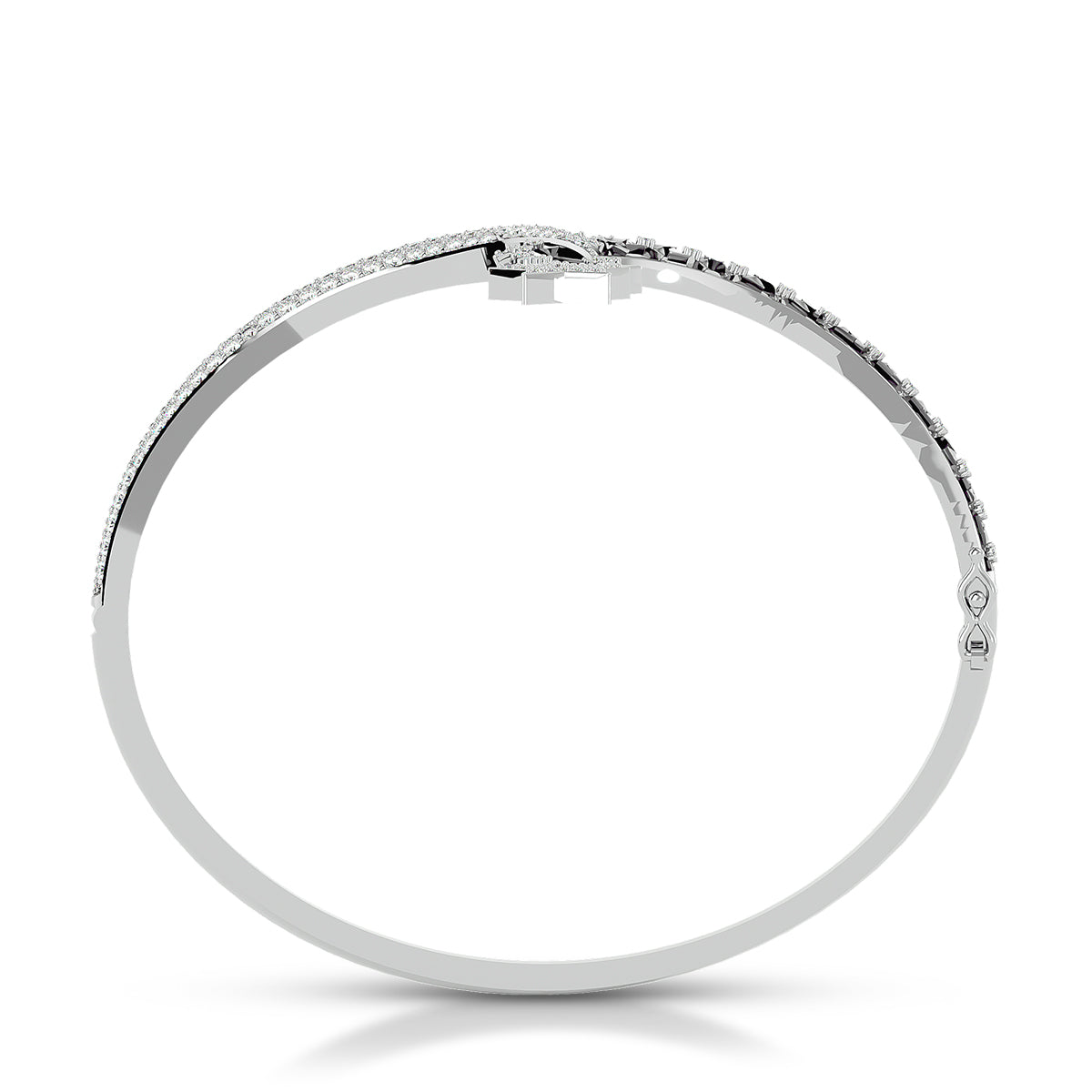 Connection Hinged Bangle White Gold With Diamonds