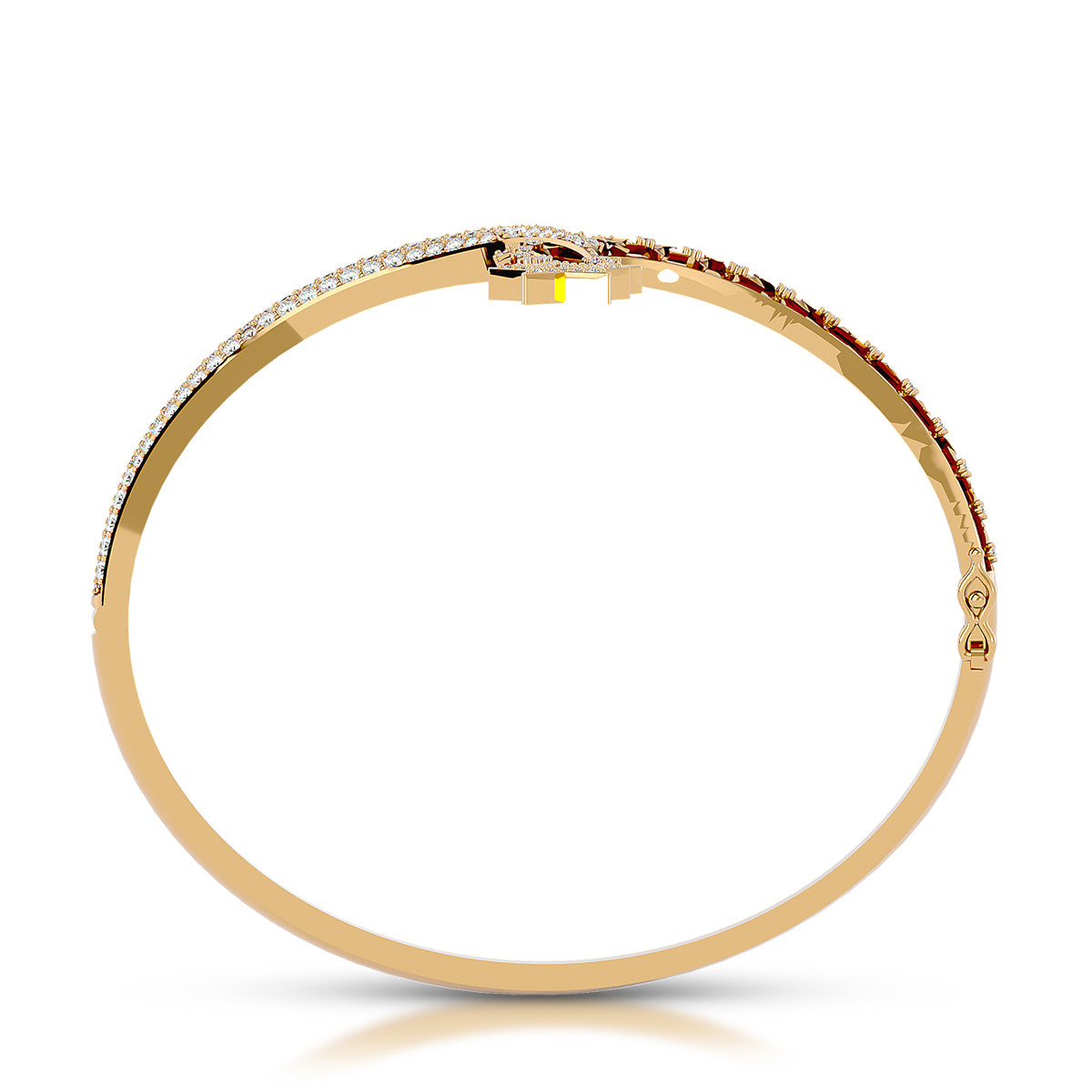 Connection Hinged Bangle Gold With Diamonds