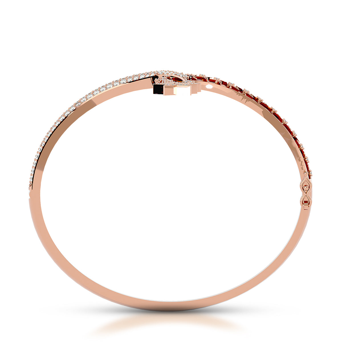 Connection Hinged Bangle Rose Gold With Diamonds