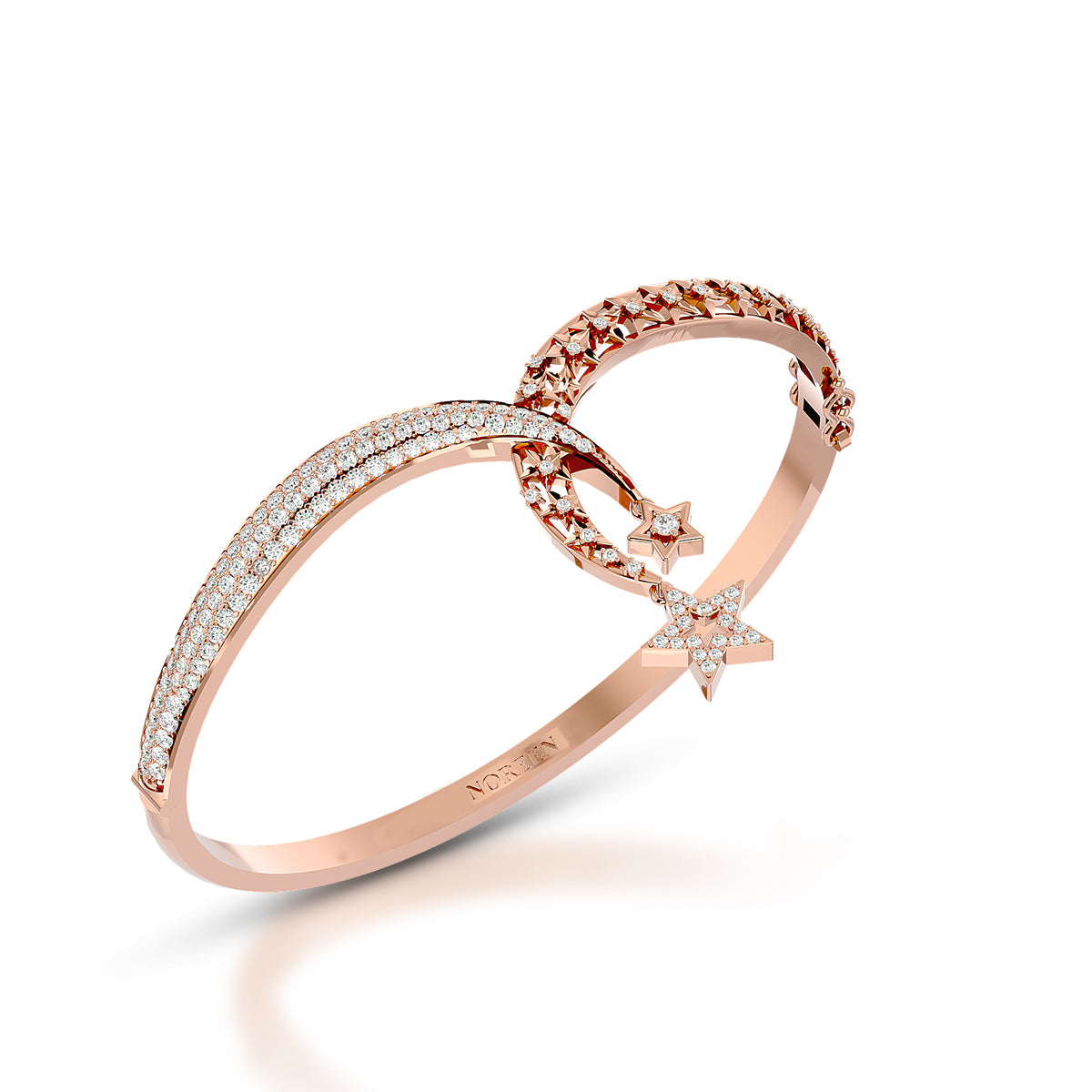 Connection Hinged Bangle Rose Gold With Diamonds