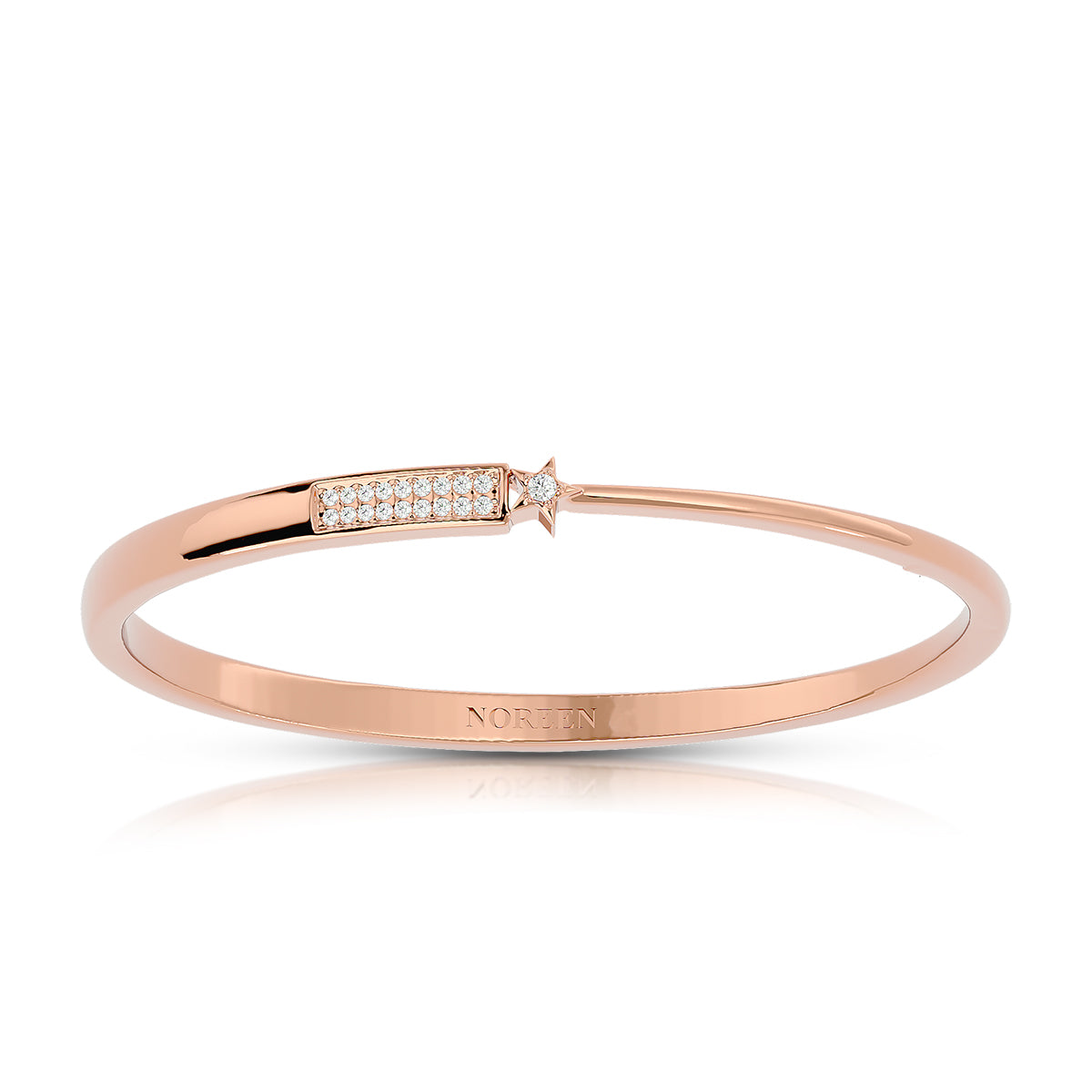 Adventure Hinged Bangle 18K Rose Gold With Diamonds