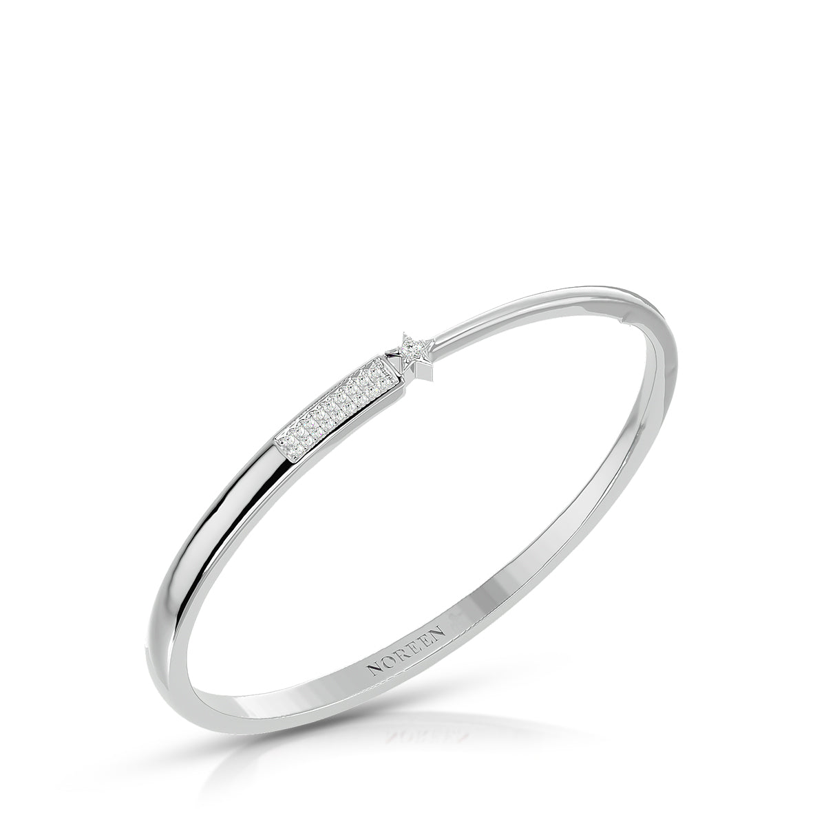 Adventure Hinged Bangle 18K White Gold With Diamonds