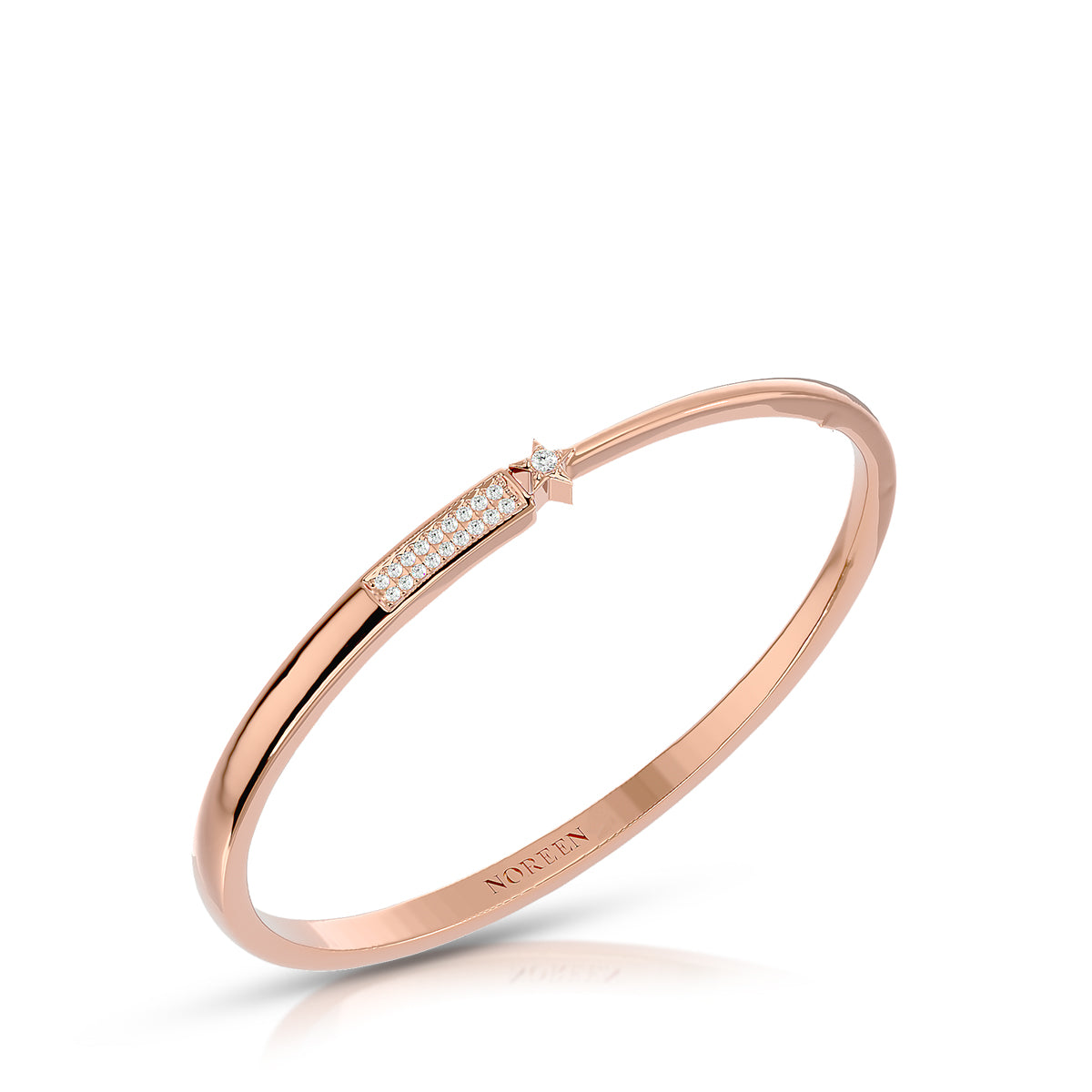 Adventure Hinged Bangle 18K Rose Gold With Diamonds