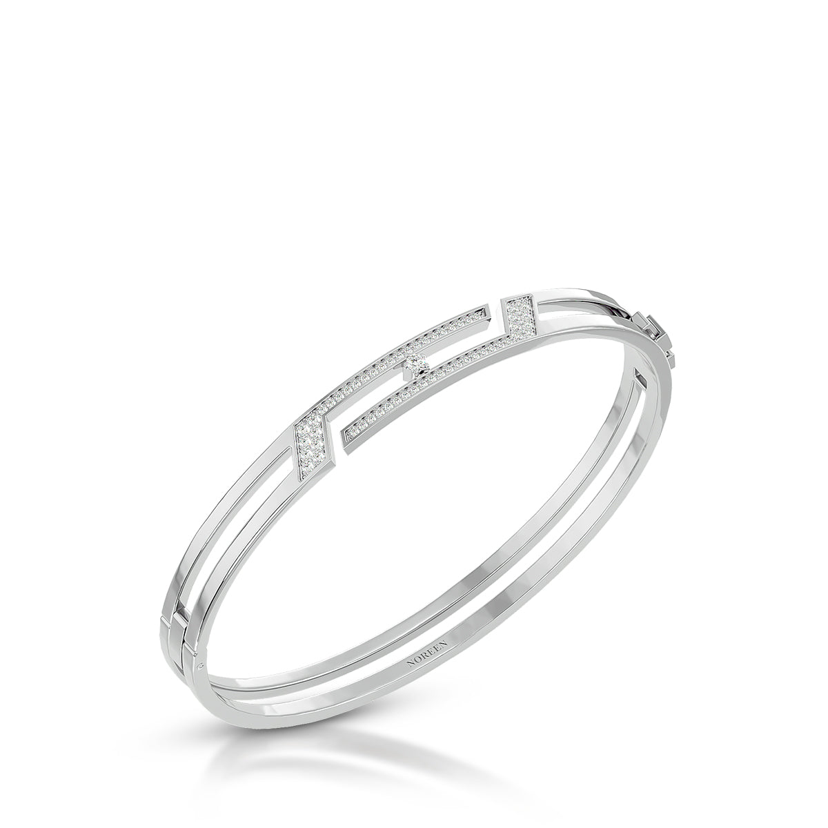 Rarity Hinged Bangle 18K White Gold With Diamonds