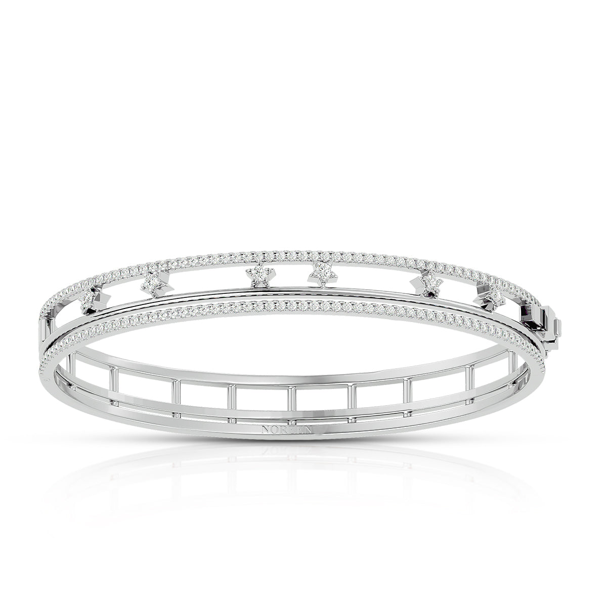 Energy Hinged Bangle 18K White Gold With Diamonds