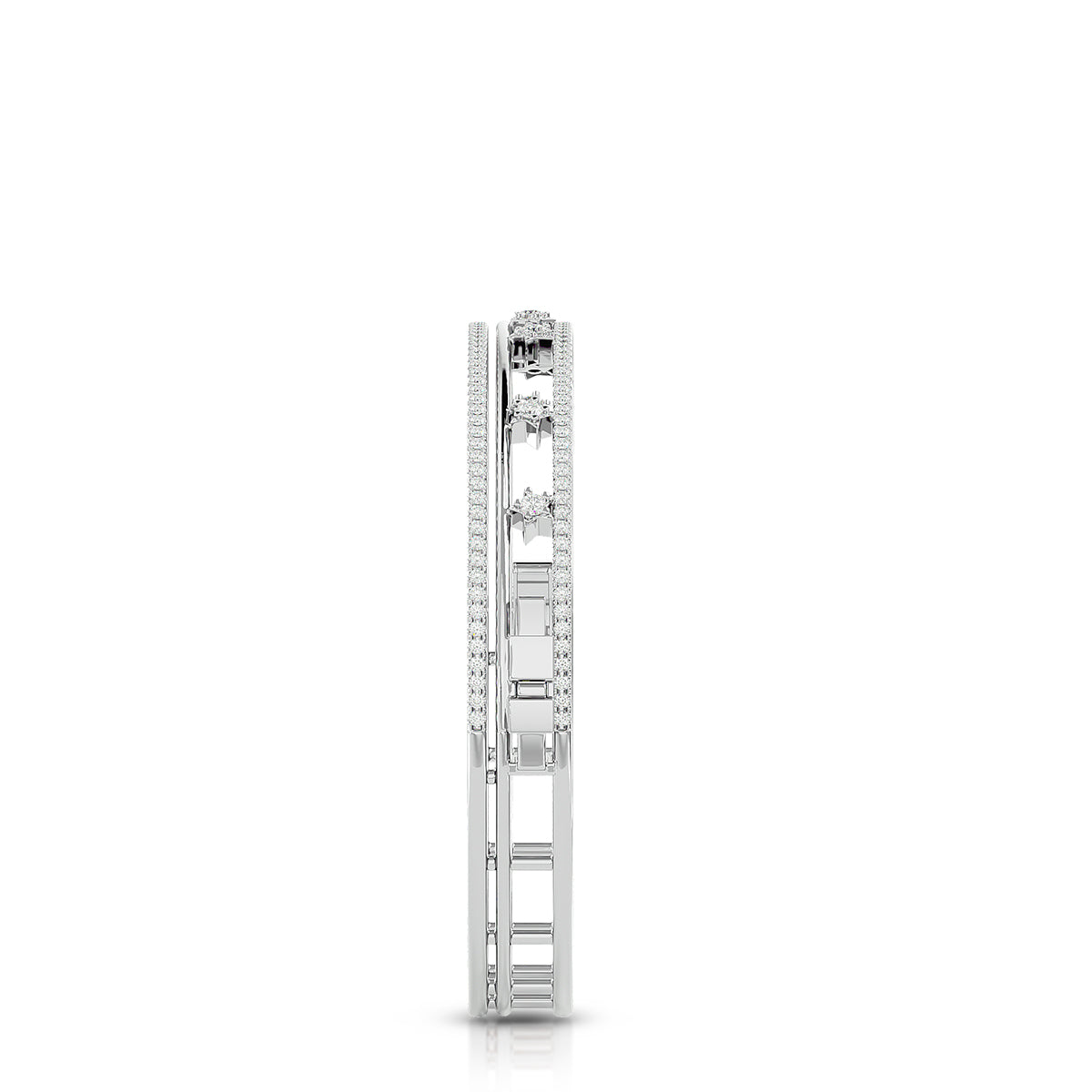 Energy Hinged Bangle 18K White Gold With Diamonds