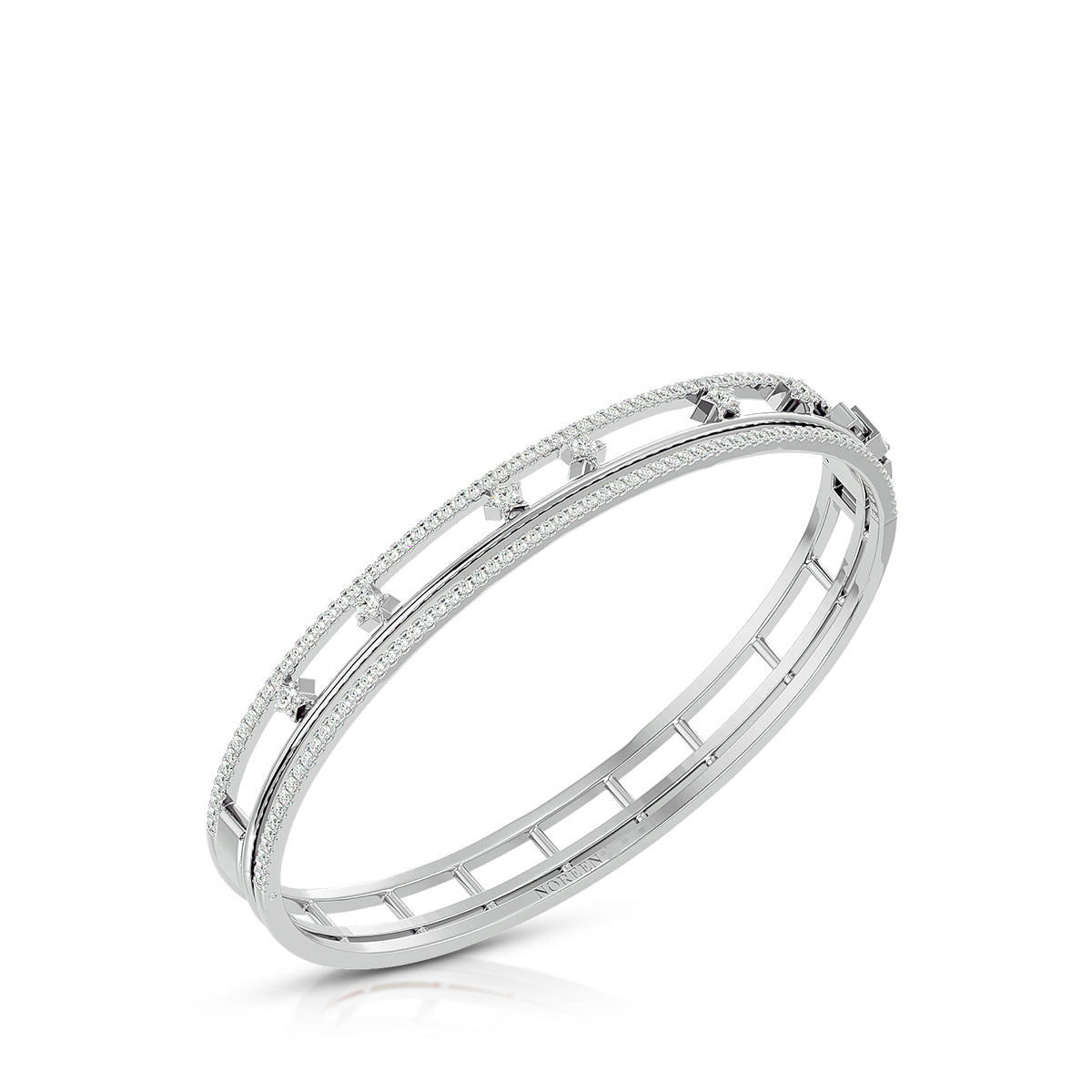Energy Hinged Bangle 18K White Gold With Diamonds