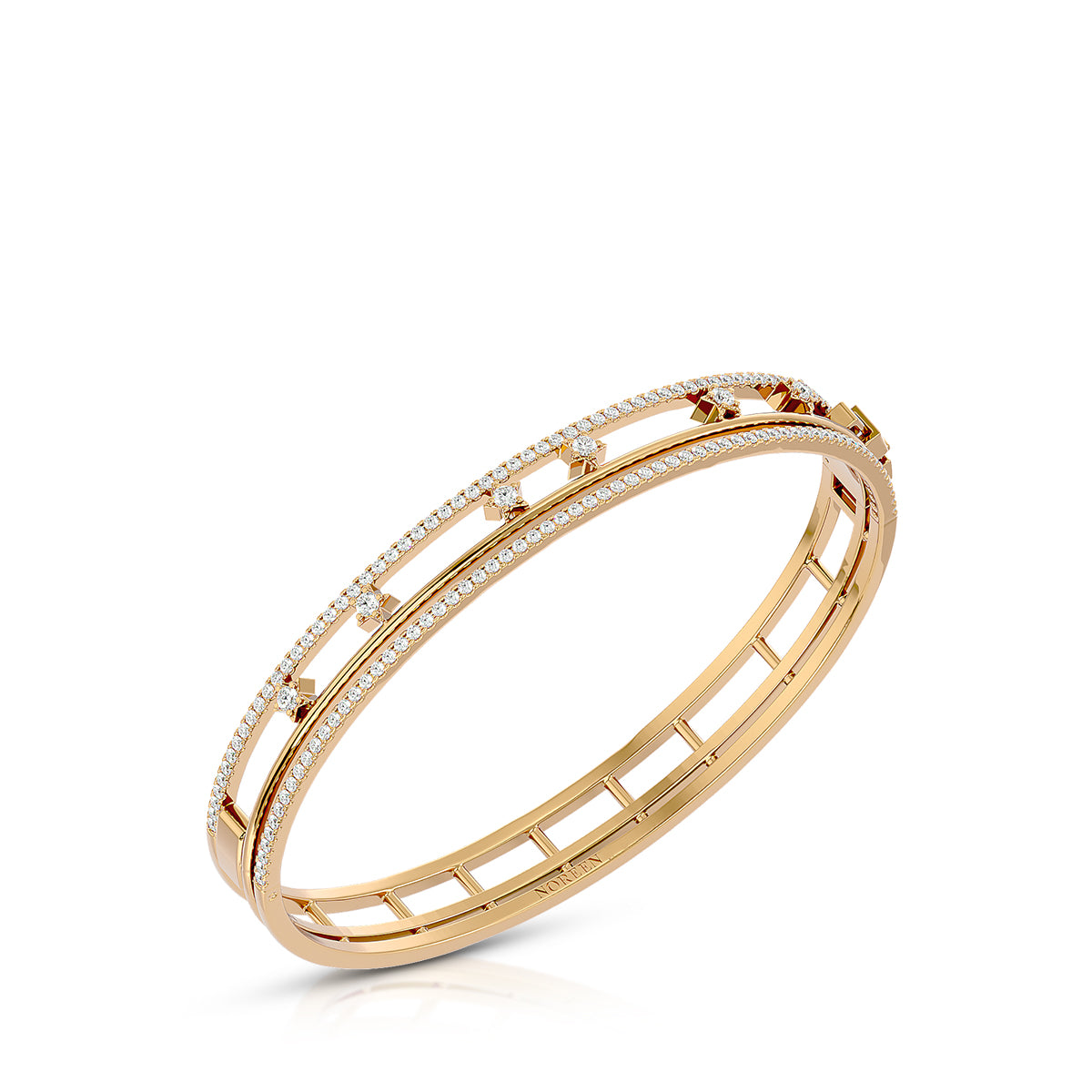 Energy Hinged Bangle 18K Gold With Diamonds