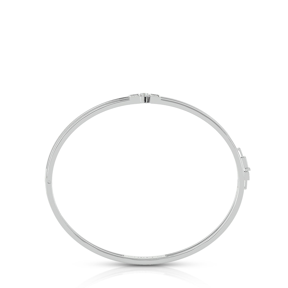 Empowerment Hinged Bangle 18K White Gold With Diamonds