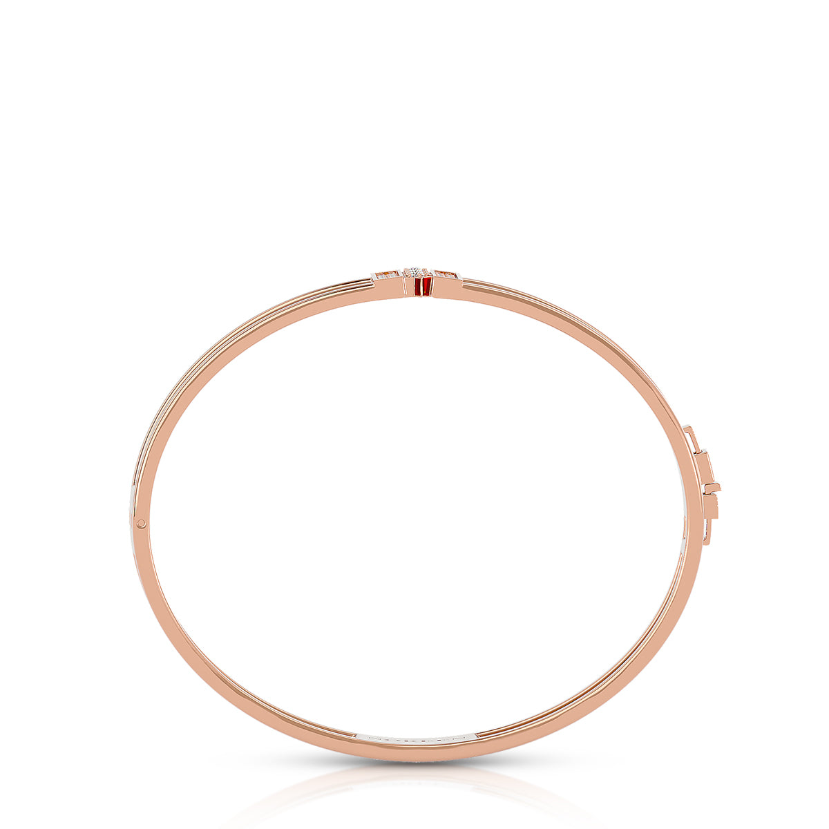 Empowerment Hinged Bangle 18K Rose Gold With Diamonds