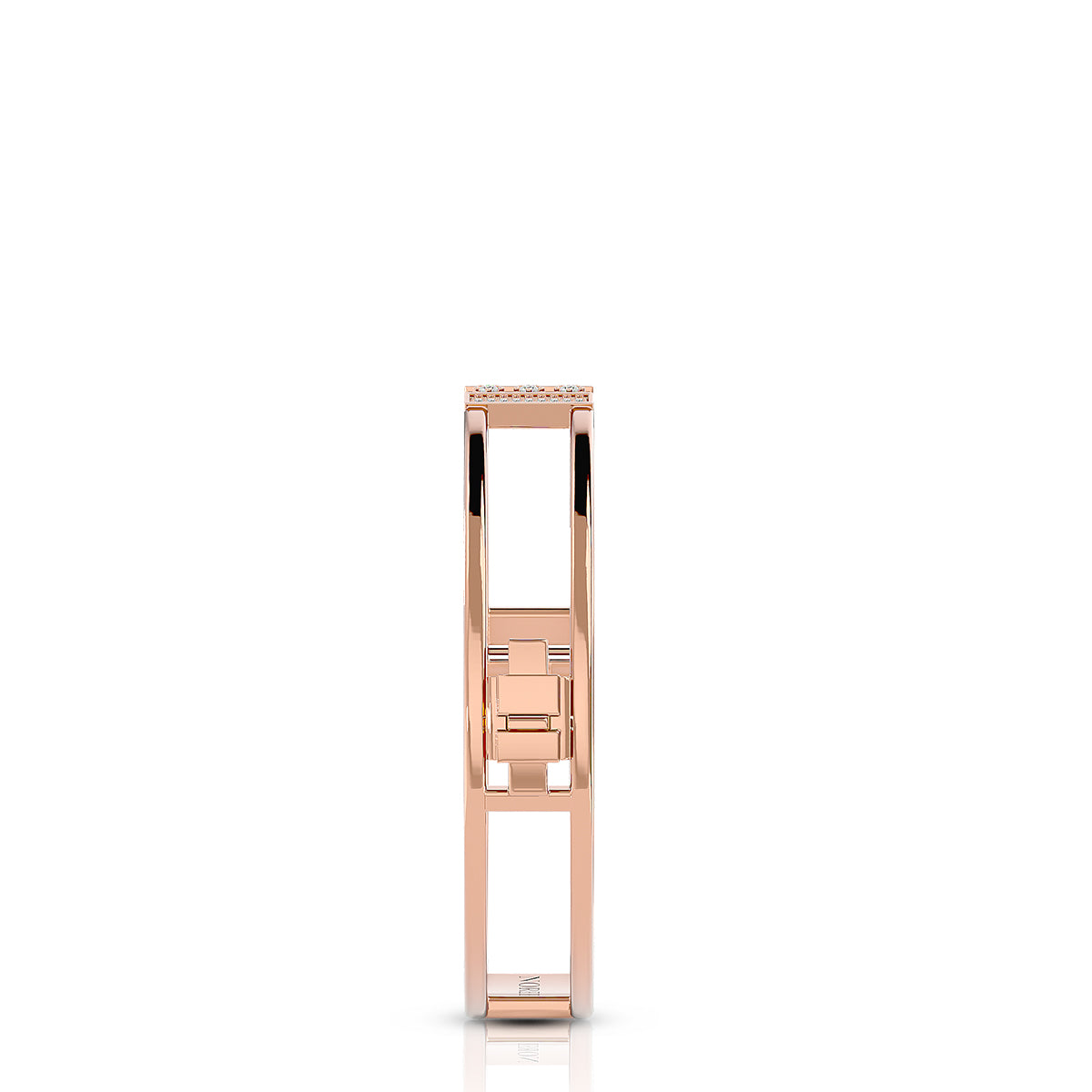 Empowerment Hinged Bangle 18K Rose Gold With Diamonds