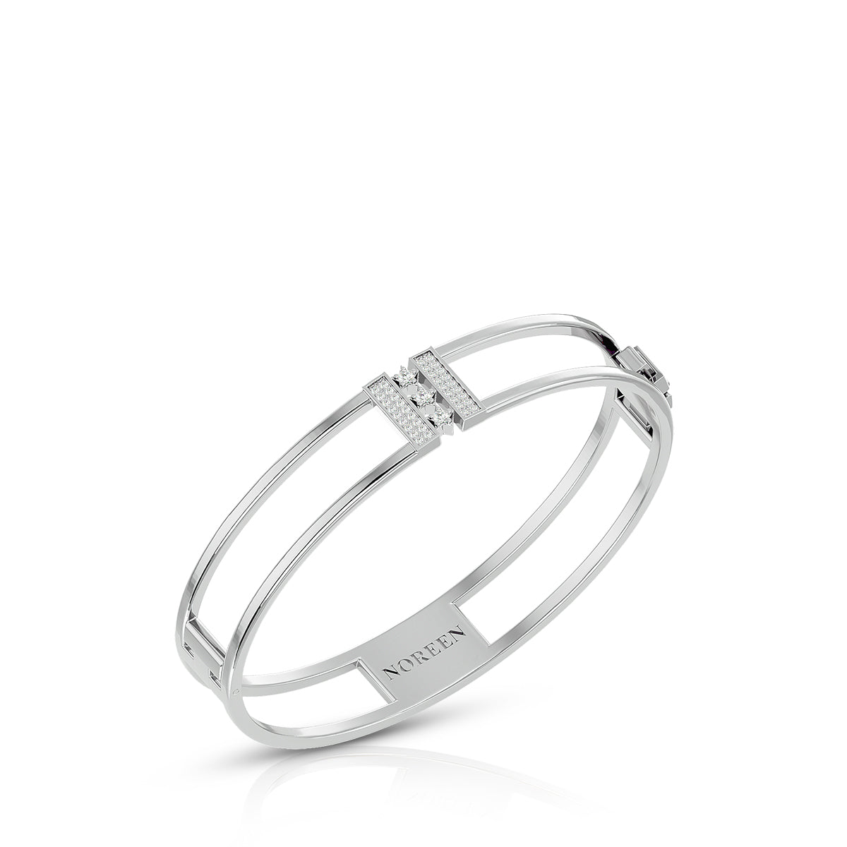 Empowerment Hinged Bangle 18K White Gold With Diamonds
