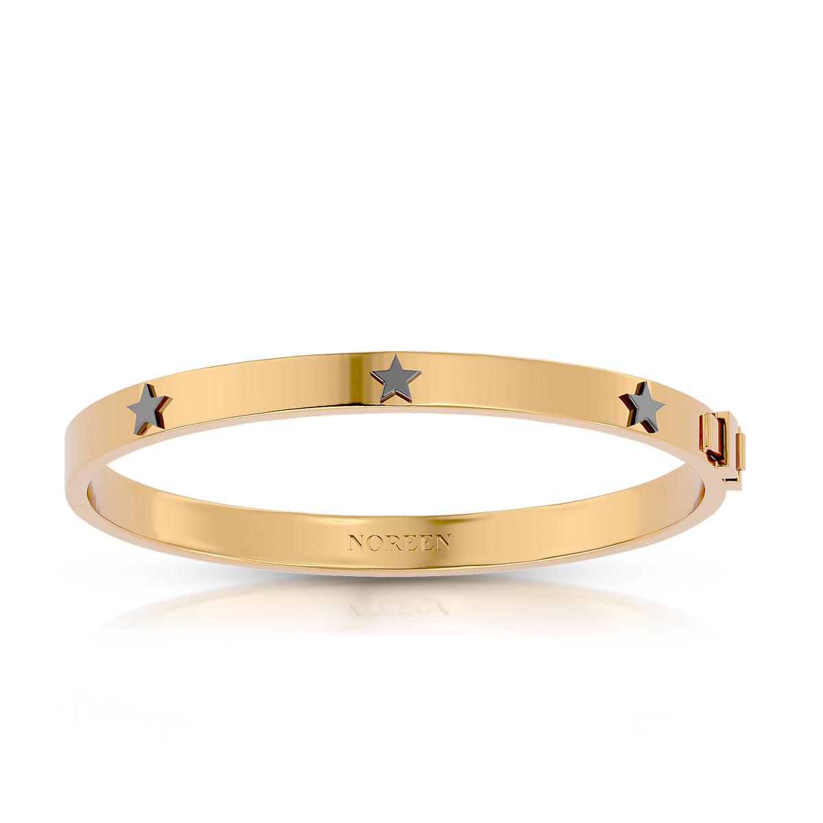 Unmistakably You Hinged Bangle 18K Gold With Onyx Stars
