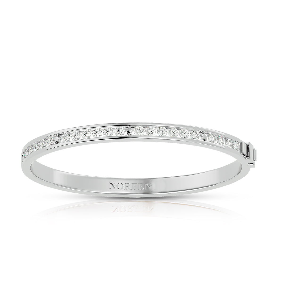 Unmistakably You Hinged Bangle 18K White Gold With Diamonds &amp; Stars