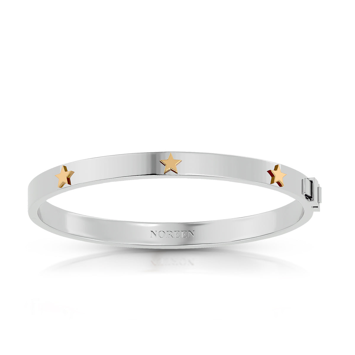 Unmistakably You Hinged Bangle 18K White Gold With Stars