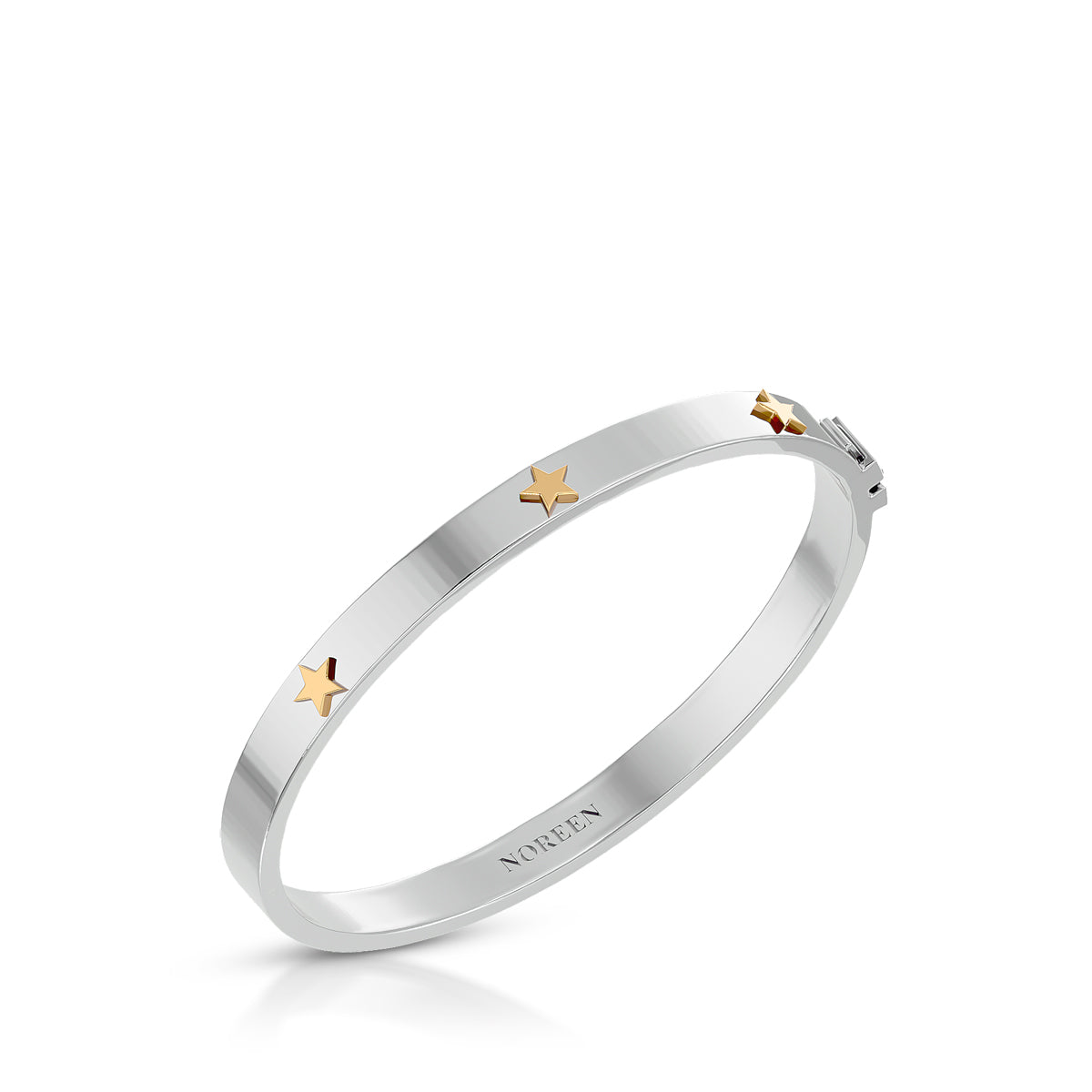 Unmistakably You Hinged Bangle 18K White Gold With Stars