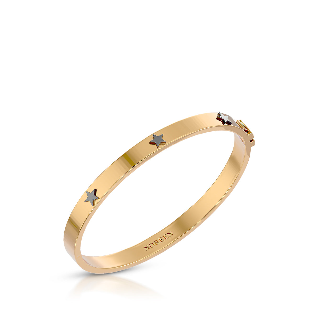 Unmistakably You Hinged Bangle 18K Gold With Onyx Stars