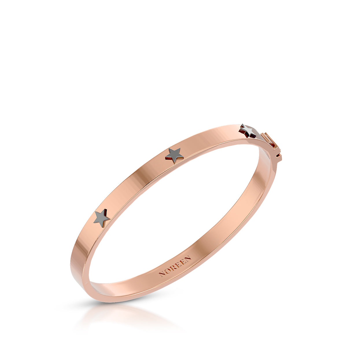 Unmistakably You Hinged Bangle 18K Rose Gold With Onyx Stars